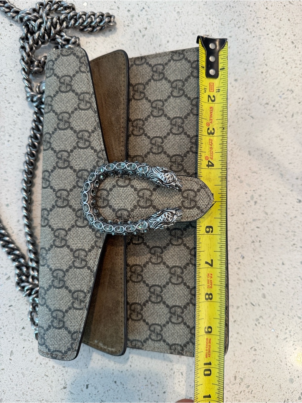 Gucci Beige GG Supreme Dionysus Chain Crossbody Bag - Picture 8 of 11